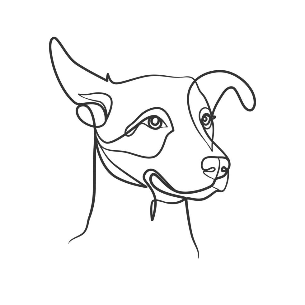 estilo de dibujo de línea continua de cabeza de perro vector