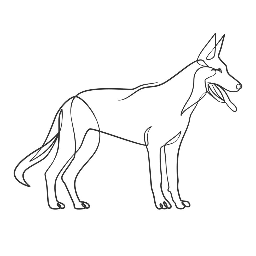 Continuous one line drawing of a dog vector