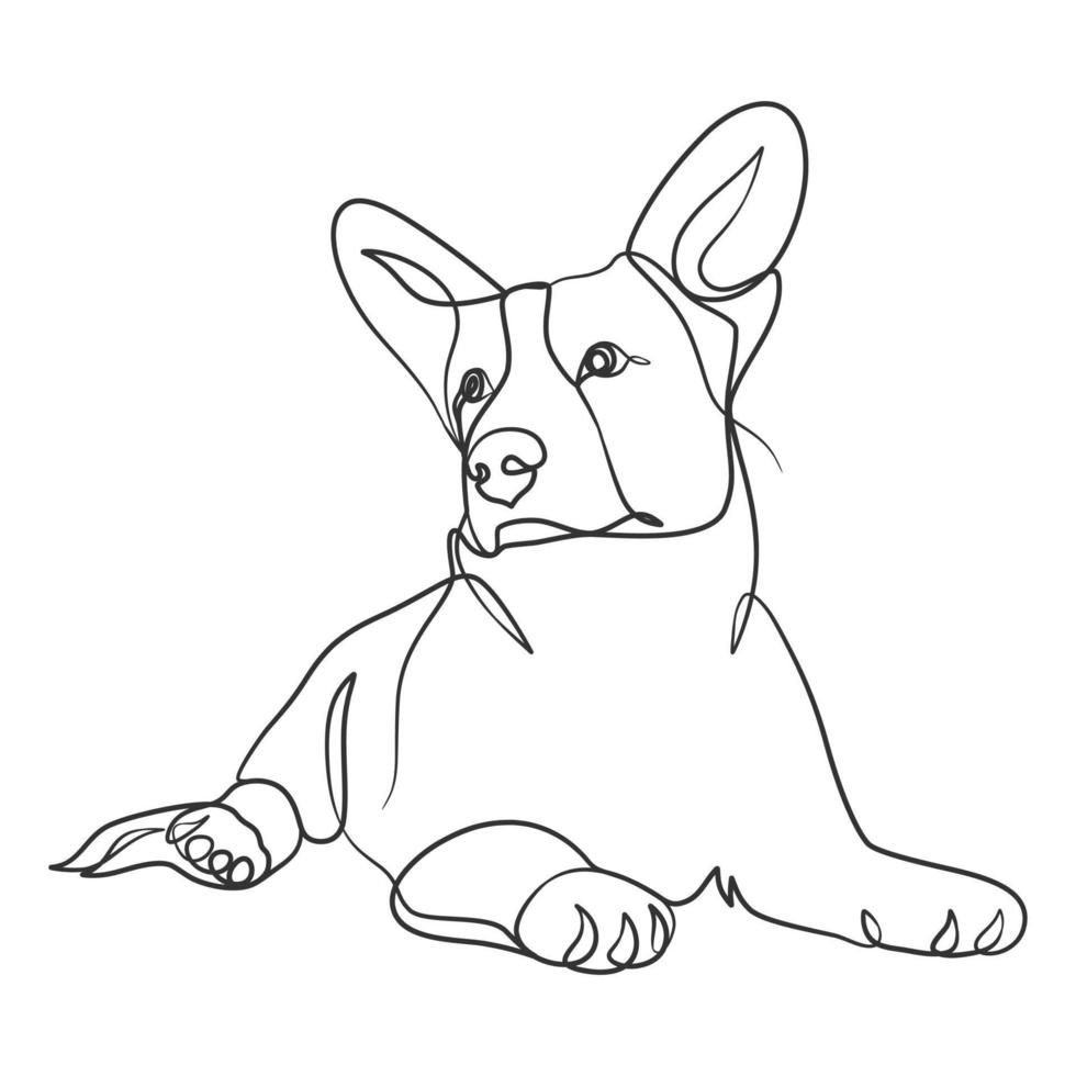 dibujo continuo de una línea de un perro vector