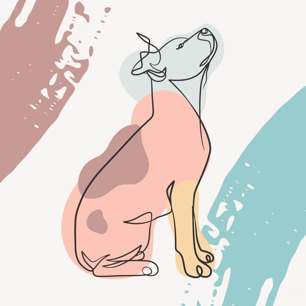 Continuous one line drawing poster of a dog vector