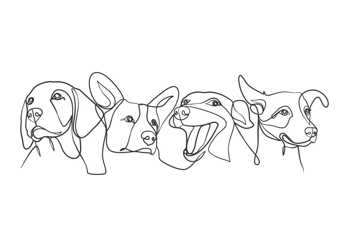 Continuous line drawing style of dog head vector