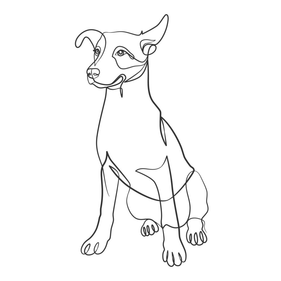 Continuous one line drawing of a dog vector