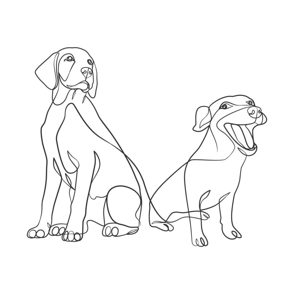 Continuous one line drawing of a dog vector