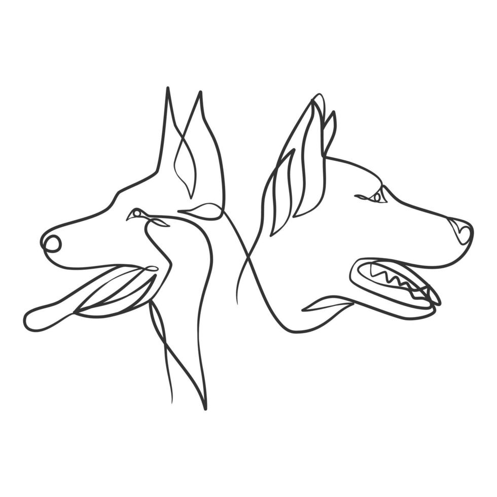 Continuous line drawing style of dog head vector