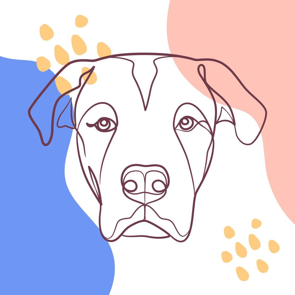 Continuous line drawing poster of dog head vector