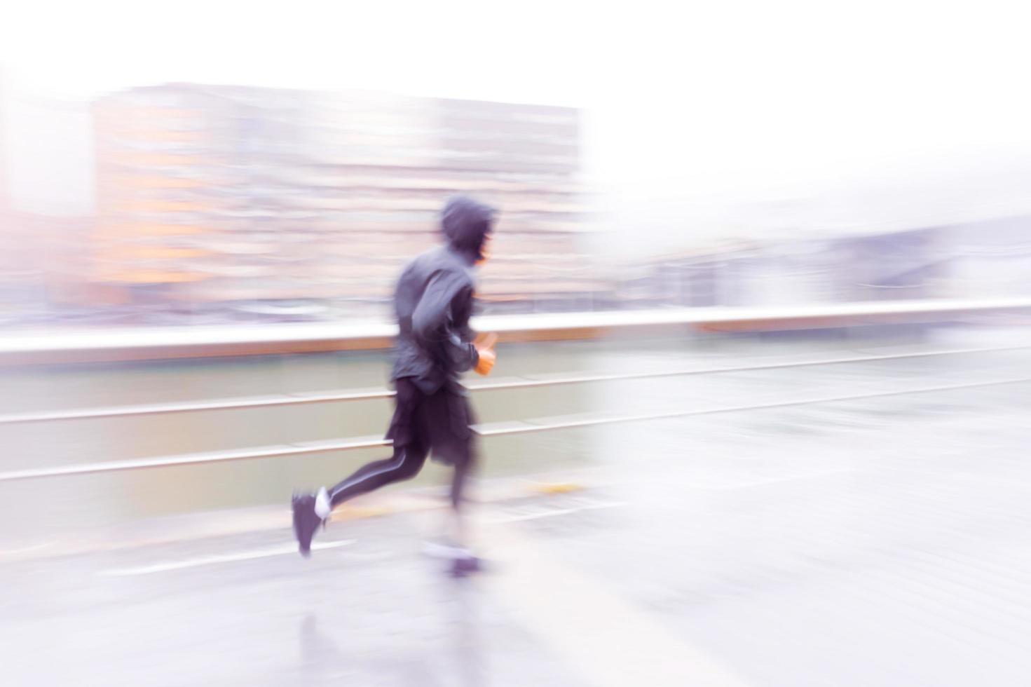 man runnig in Bilbao city, Spain photo