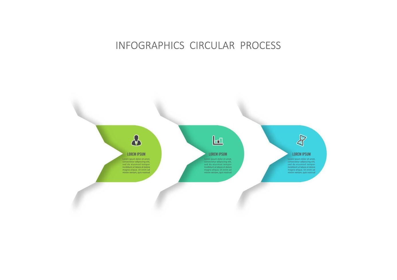 plantilla infográfica vectorial con etiqueta de papel 3d, círculos integrados. concepto de negocio con 3 pasos de proyecto empresarial. para contenido, diagrama, diagrama de flujo, pasos, partes, infografías de línea de tiempo. vector