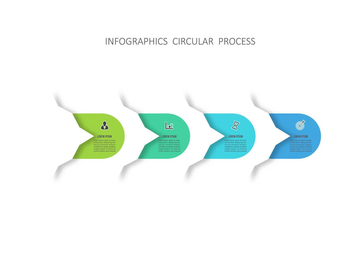 plantilla infográfica vectorial con etiqueta de papel 3d, círculos integrados. concepto de negocio con 4 pasos de proyecto empresarial. para contenido, diagrama, diagrama de flujo, pasos, partes, infografías de línea de tiempo. vector