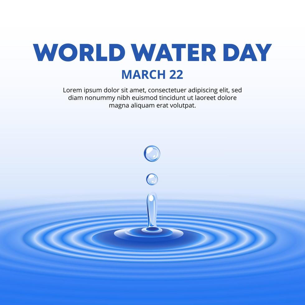 World water day design with realistic bounce water drop vector