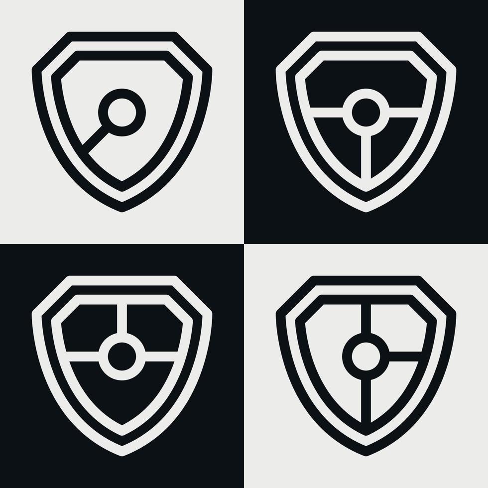 diseño de conjunto de colección de plantillas de iconos de logotipo de escudo, estilo de línea genérica vector