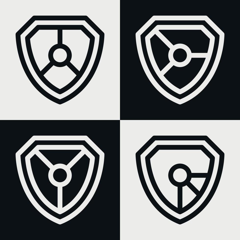 Shield logo icon template collection set design, generic line style vector