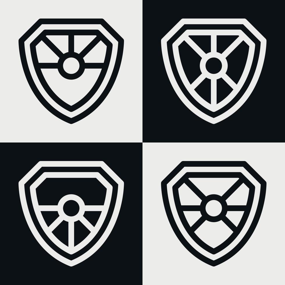 Shield logo icon template collection set design, generic line style vector