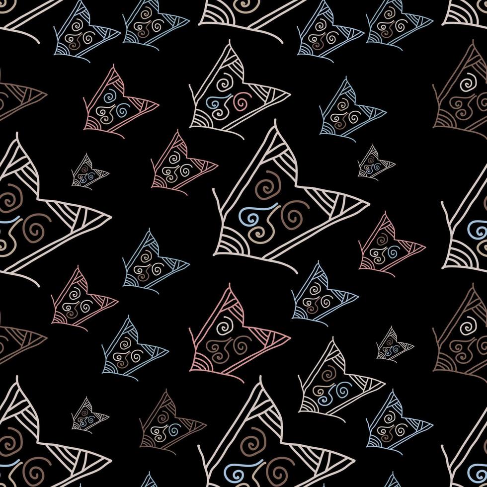 Seamless pattern with hand-drawn arrows on black background. vector