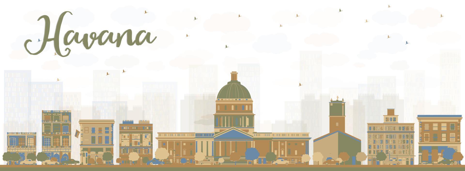 Abstract Havana Skyline with Color Buildings. vector