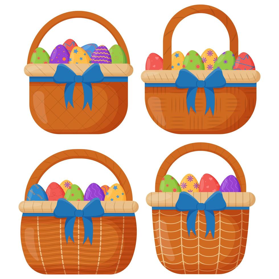 Wicker basket. Wicker basket with Easter eggs for Easter. Wooden accessory  for storage or carrying 6209144 Vector Art at Vecteezy