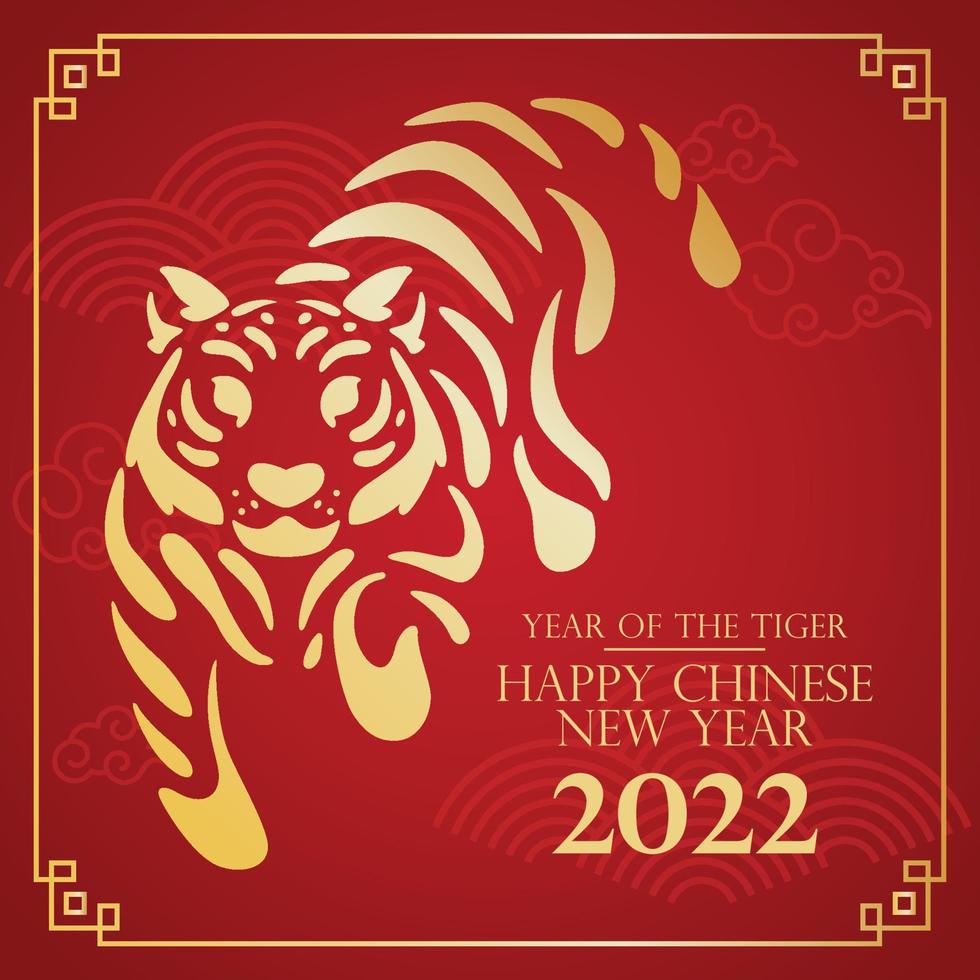 Red chinese new year template abstract tiger animal Vector