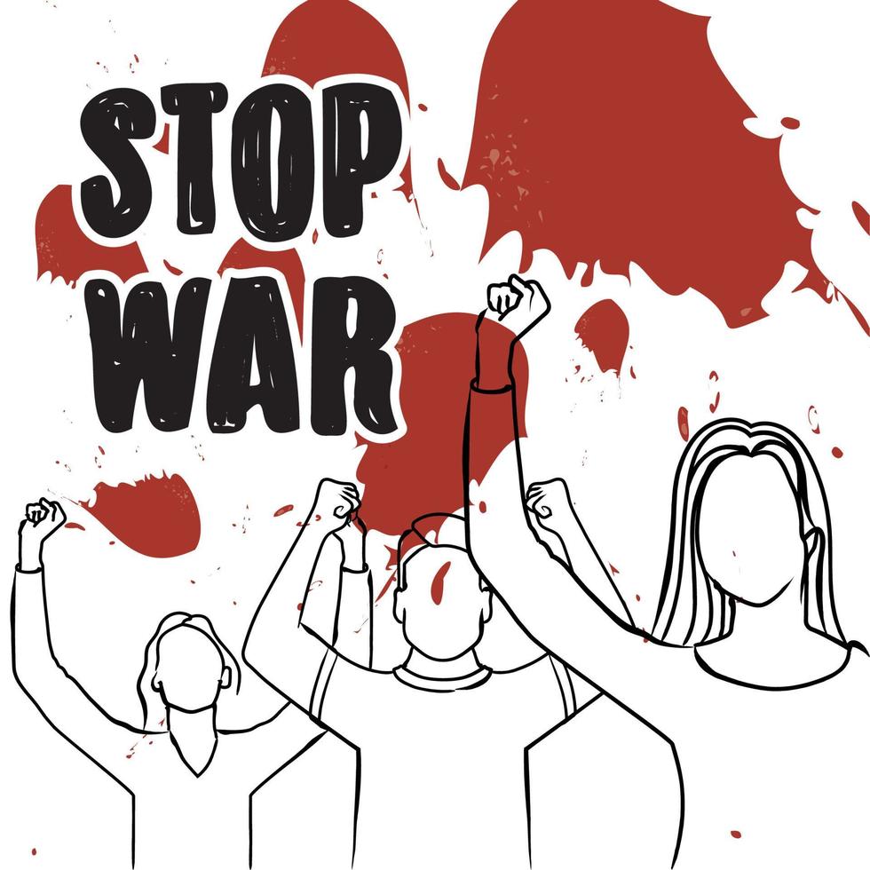 People protesting Stop war poster Vector