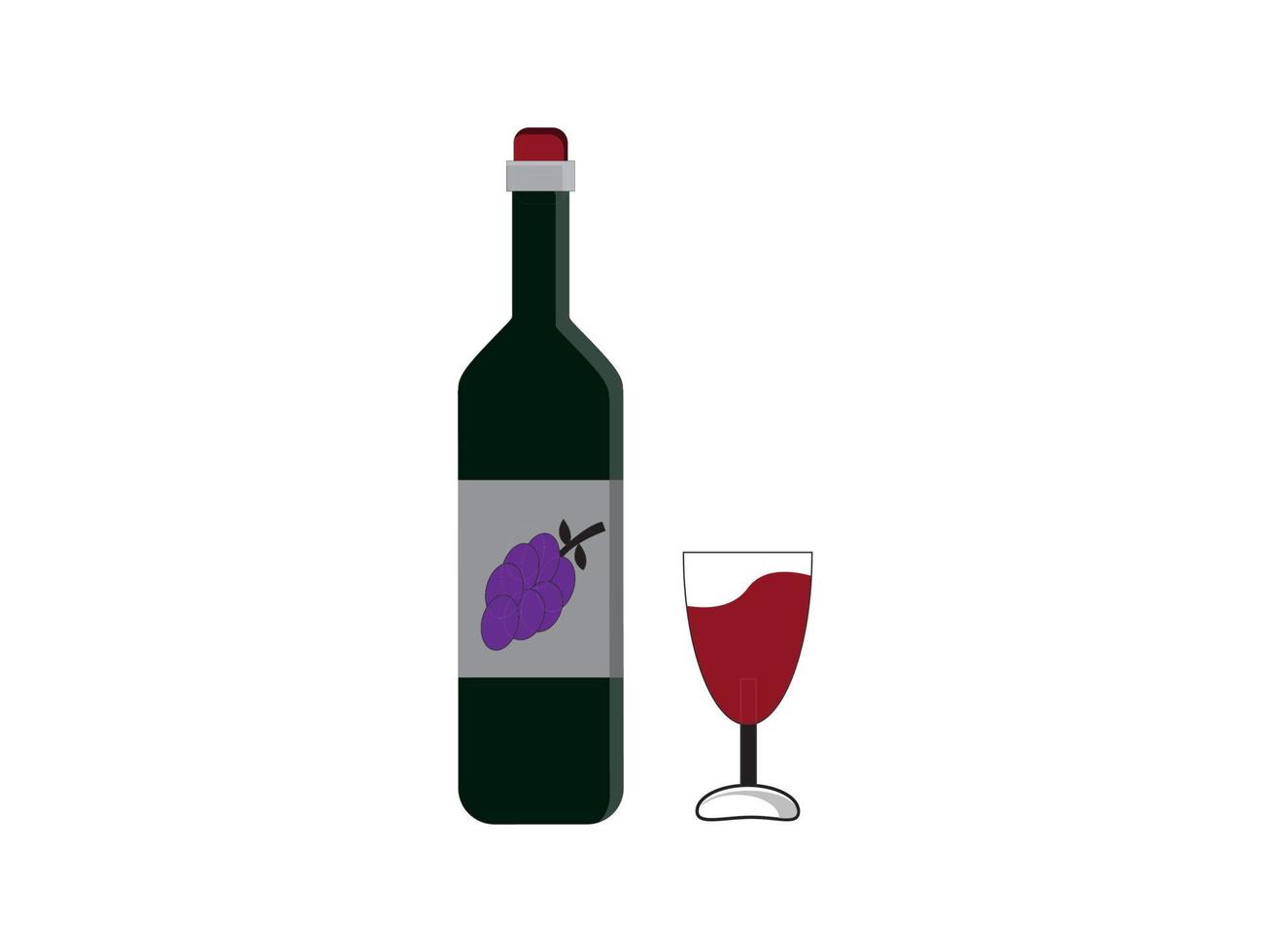 gráficos vectoriales ilustrativos de botellas de vino y vasos llenos, buenos para símbolos románticos vector