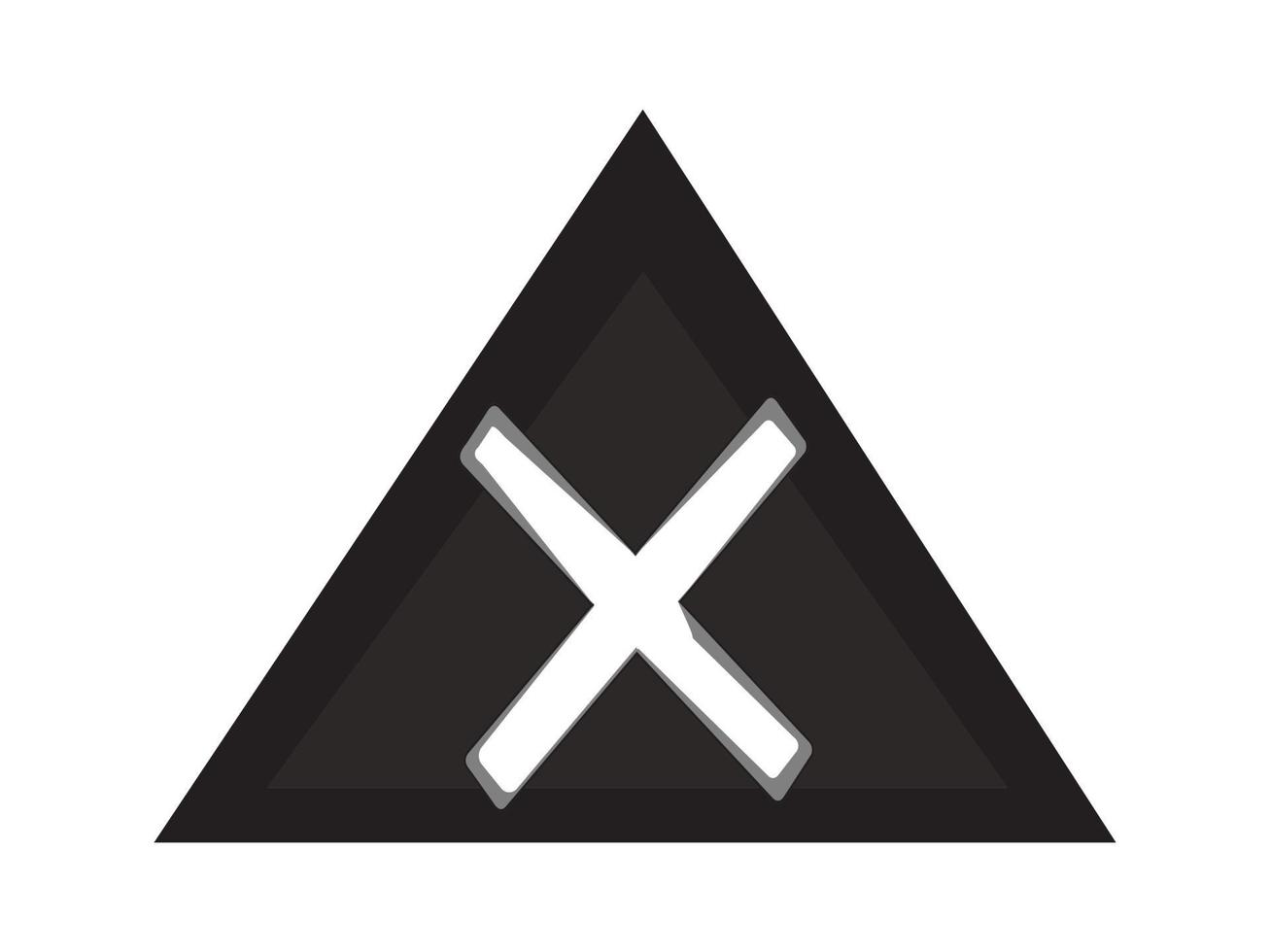 the white X symbol inside a black triangle, either to illustrate a hazard or a warning vector
