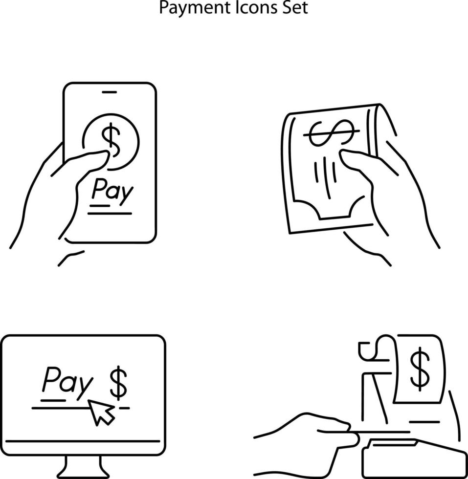 mobile payment icons set isolated on white background. mobile payment icon thin line outline linear mobile payment symbol for logo, web, app, UI. mobile payment icon simple sign. vector