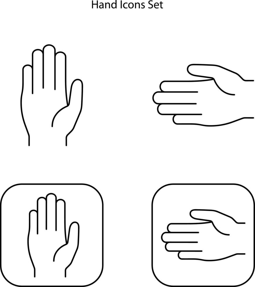 hand icon isolated on white background from wash hands collection. hand icon thin line outline linear hand symbol for logo, web, app, UI. hand icon simple sign. vector