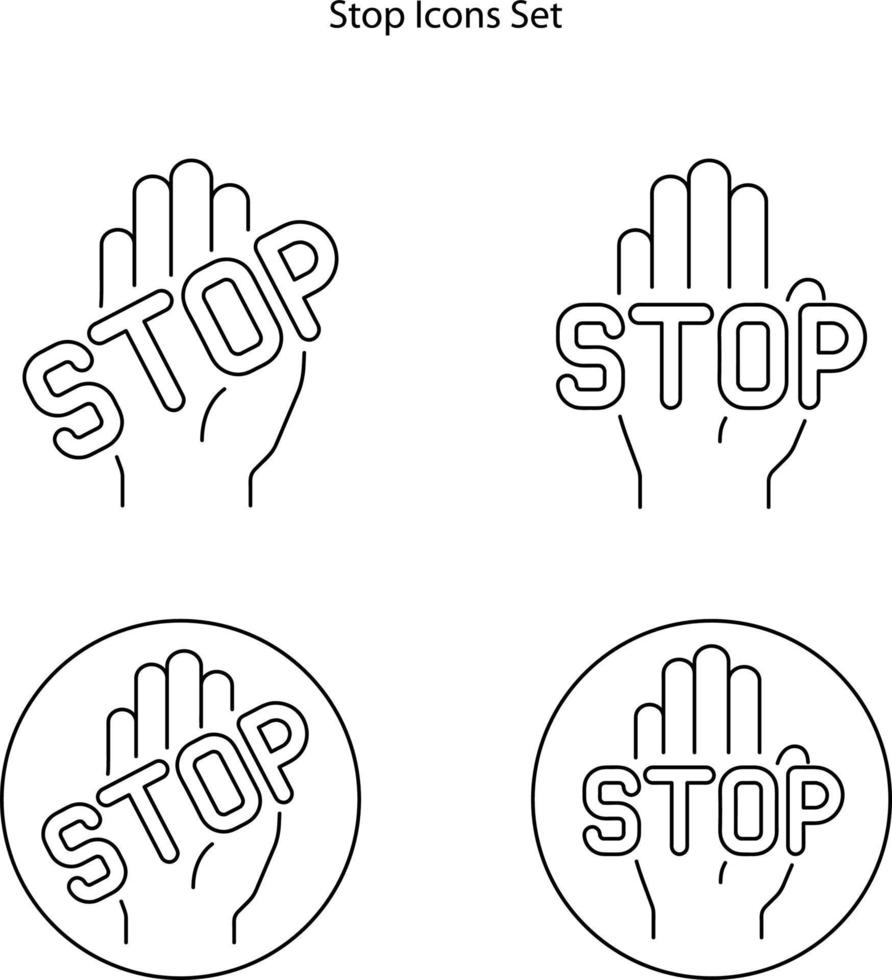 stop icons set isolated on white background. stop icon thin line outline linear stop symbol for logo, web, app, UI. stop icon simple sign. vector