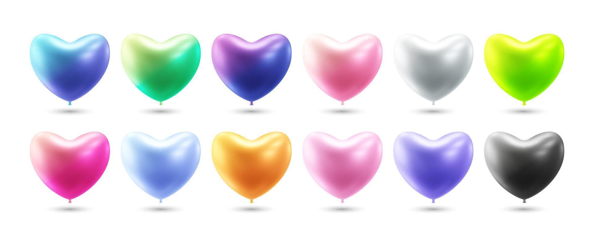 Heart balloons collection realistic 3d vector illustration