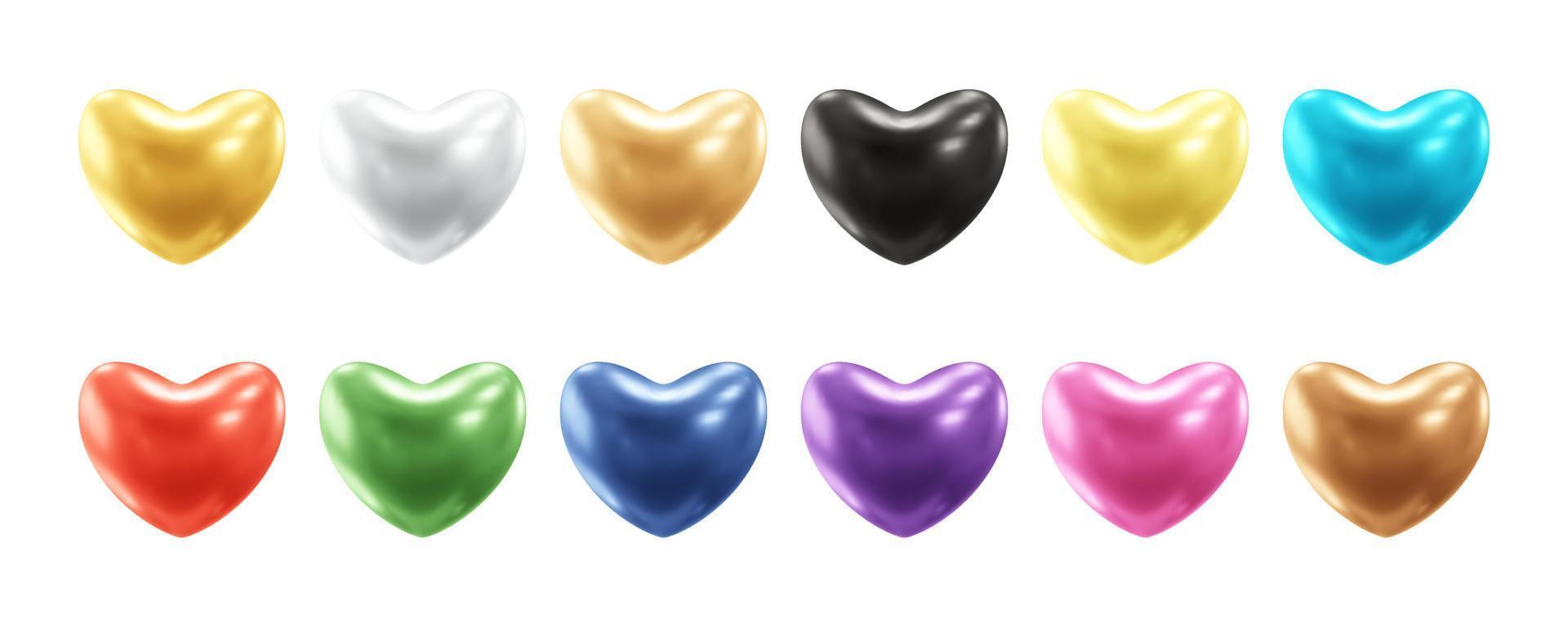 Realistic heart collection 3d vector illustration