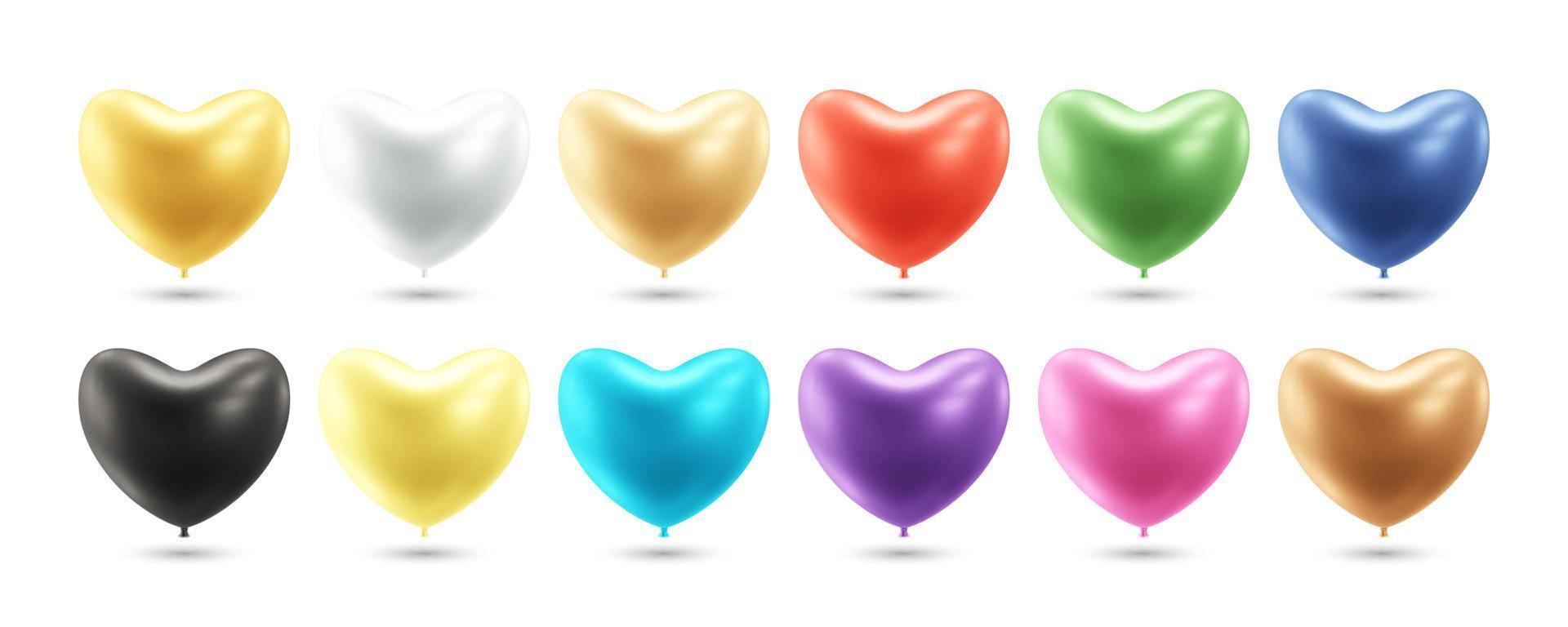 Heart balloons collection realistic 3d vector illustration