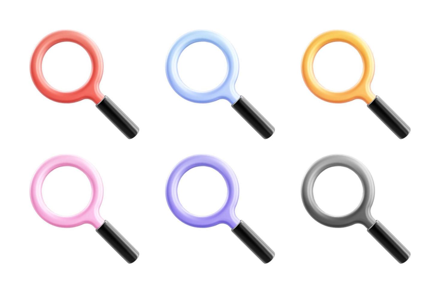 Search icons collection realistic 3d vector illustration