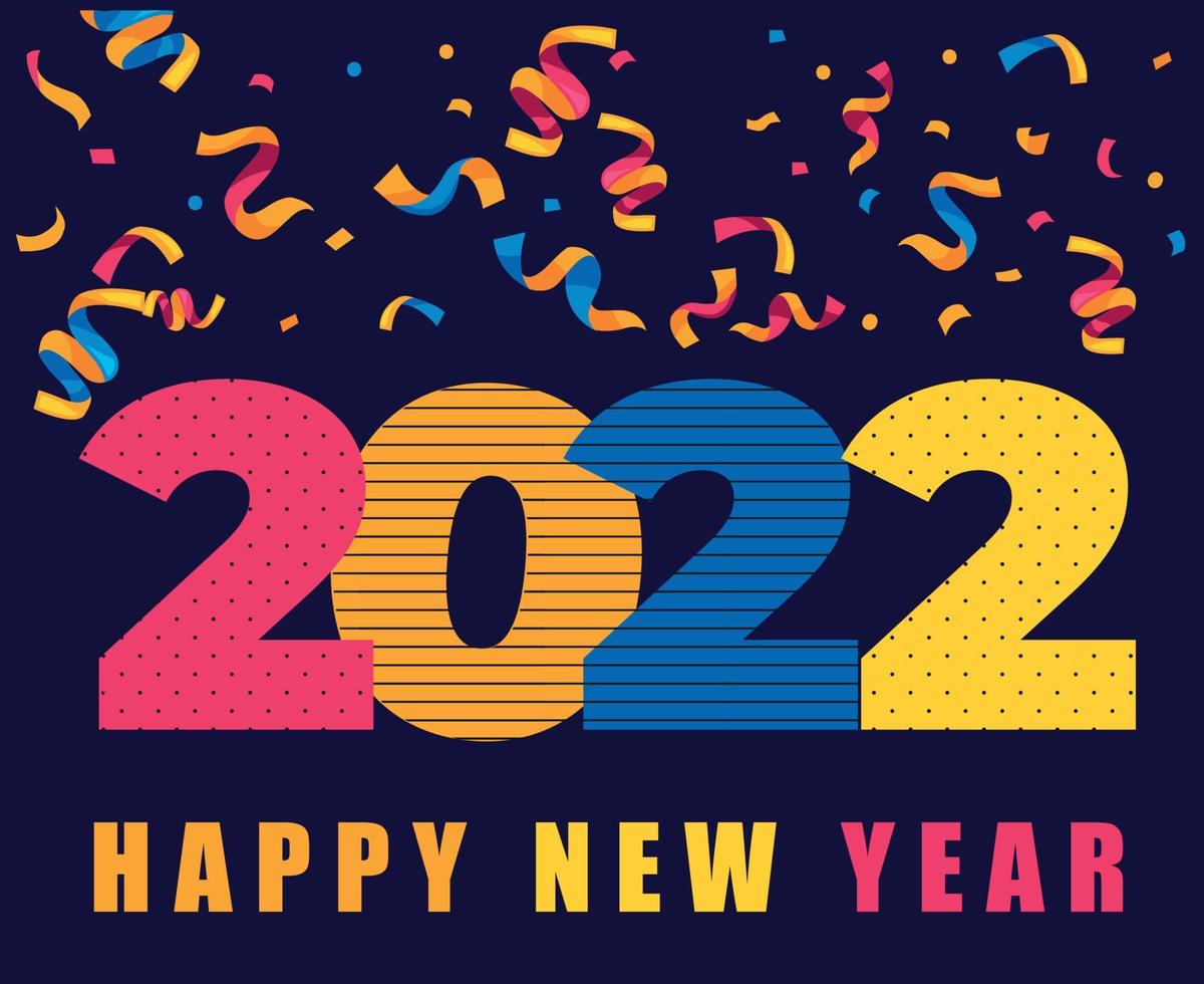 Abstract Happy New Year 2022 Colorful Design Vector