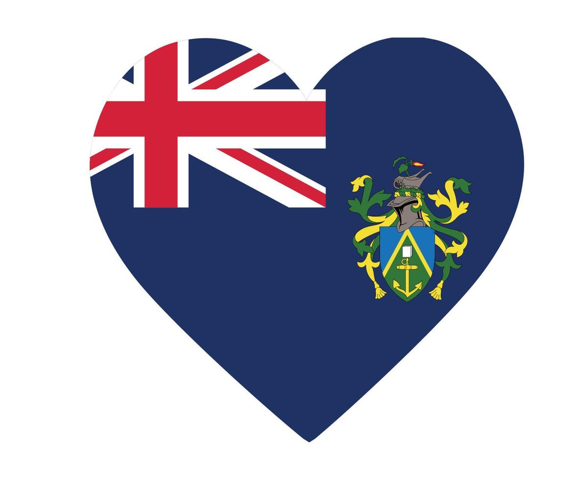 bandera de las islas pitcairn emblema nacional de oceanía icono del corazón ilustración vectorial elemento de diseño abstracto vector