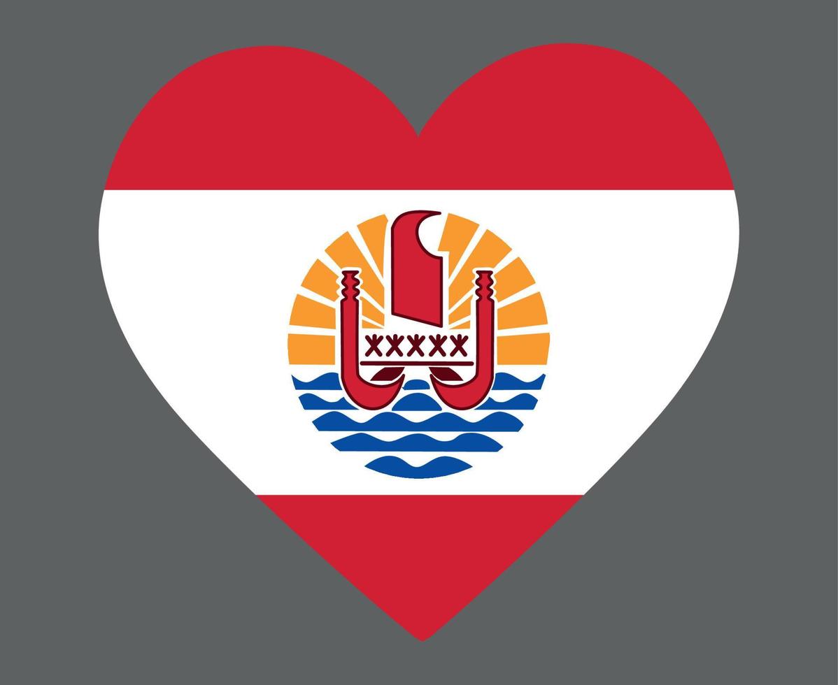 French Polynesia Flag National Oceania Emblem Heart Icon Vector Illustration Abstract Design Element