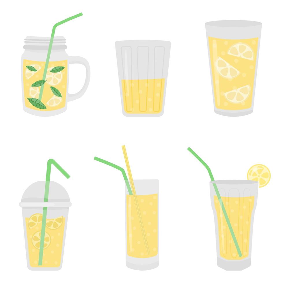 Set of glasses of lemonade. Lemonade to take away. Soft drinks vector