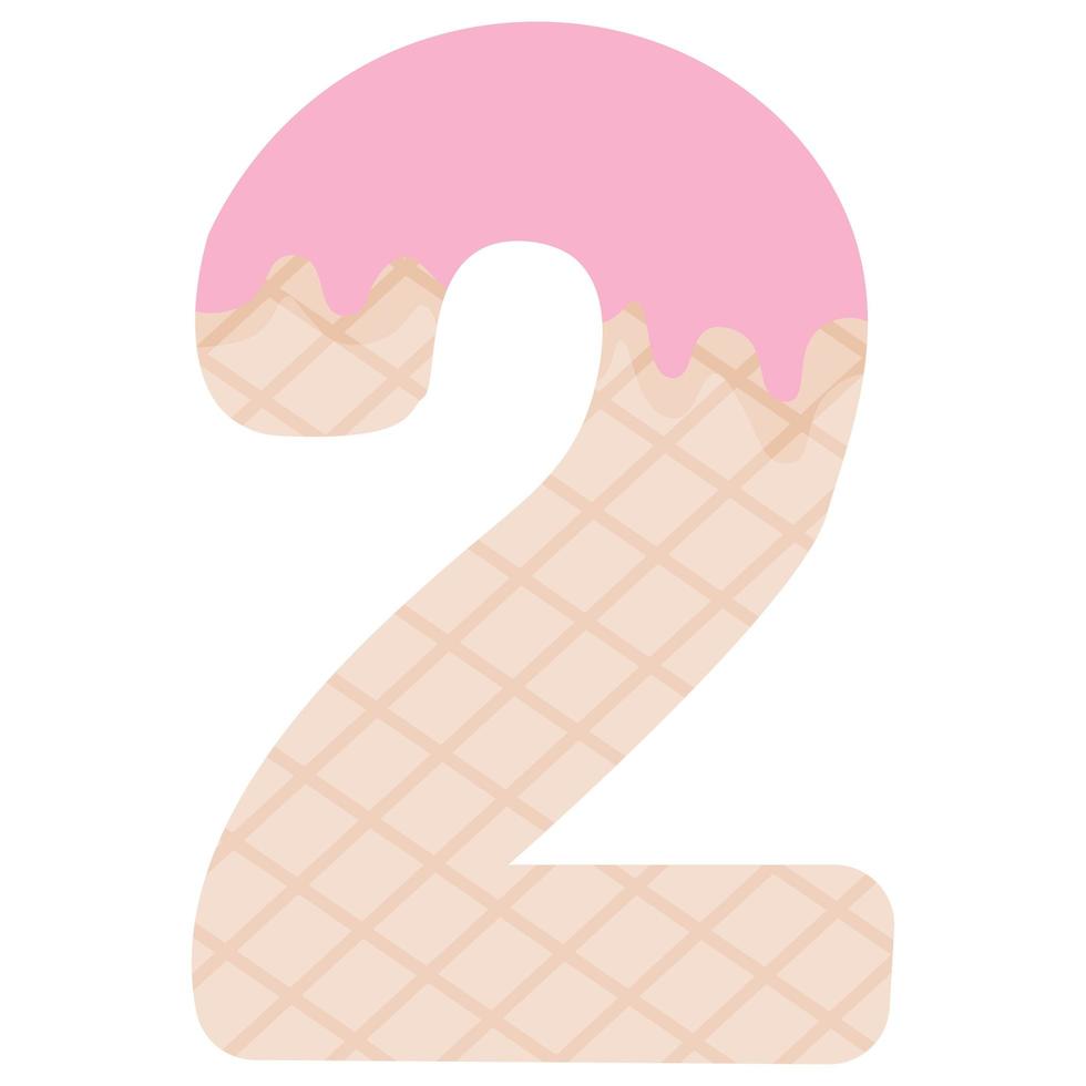 Number two in the form of ice cream vector