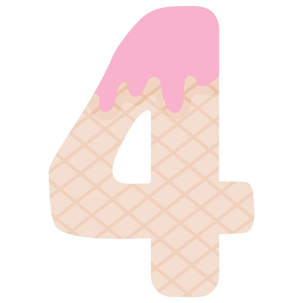 Number four in the form of ice cream vector