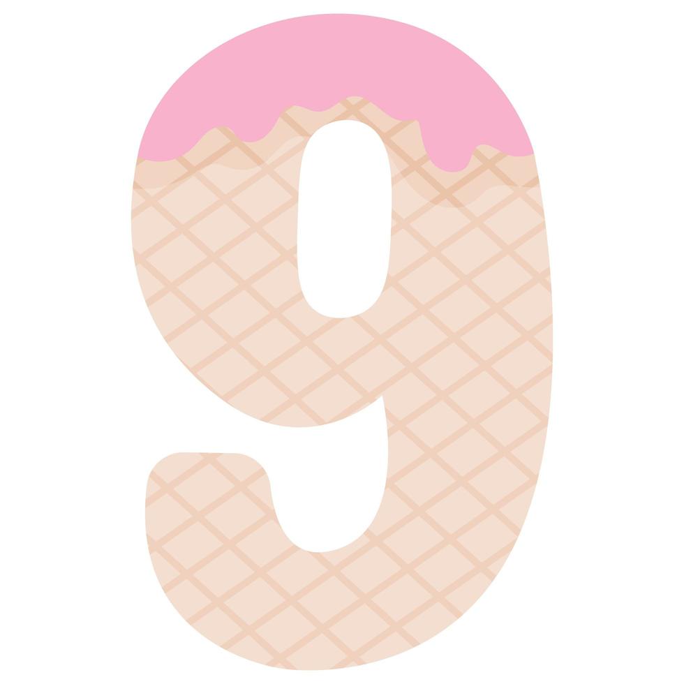 Number nine in the form of ice cream vector