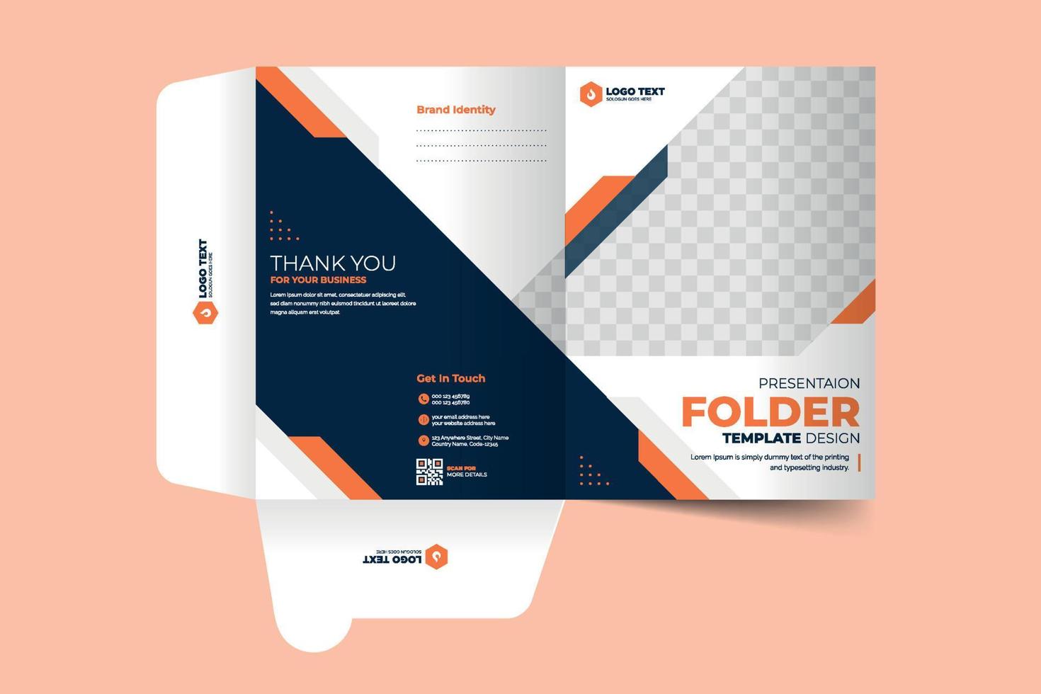 Presentation folder cover template design for catalog brochures vector