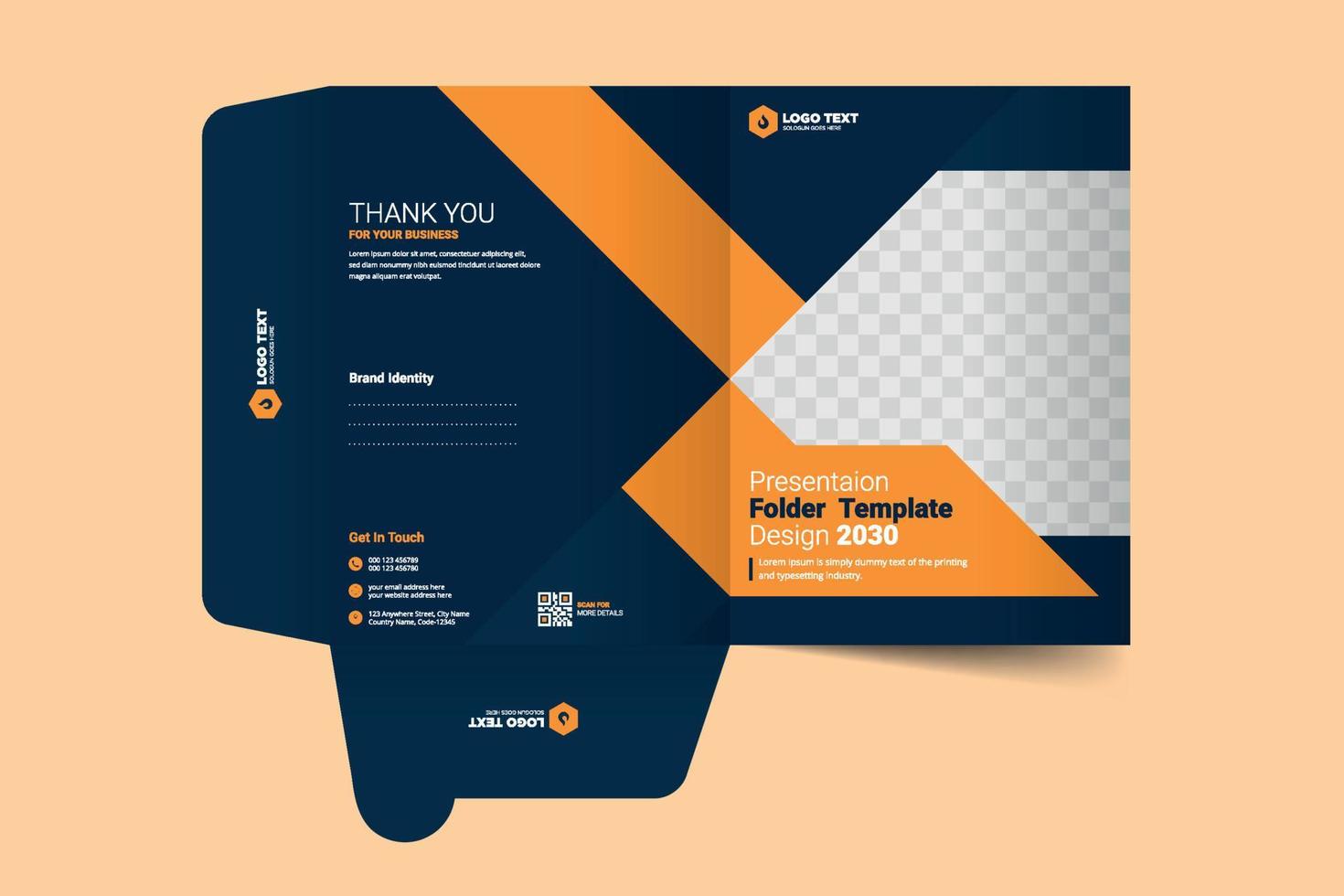 Presentation folder cover template design for catalog brochures vector