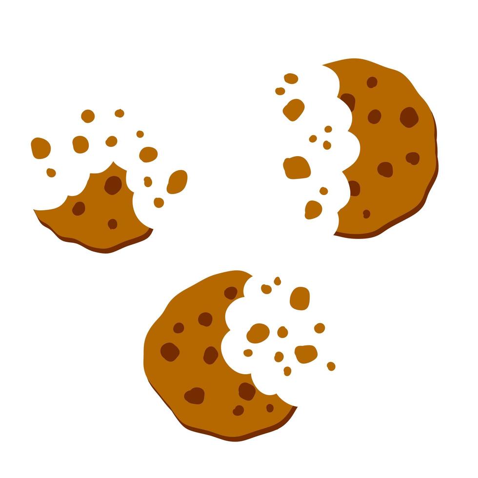 Eaten cookies. Bite of dessert. Bread crumbs. vector