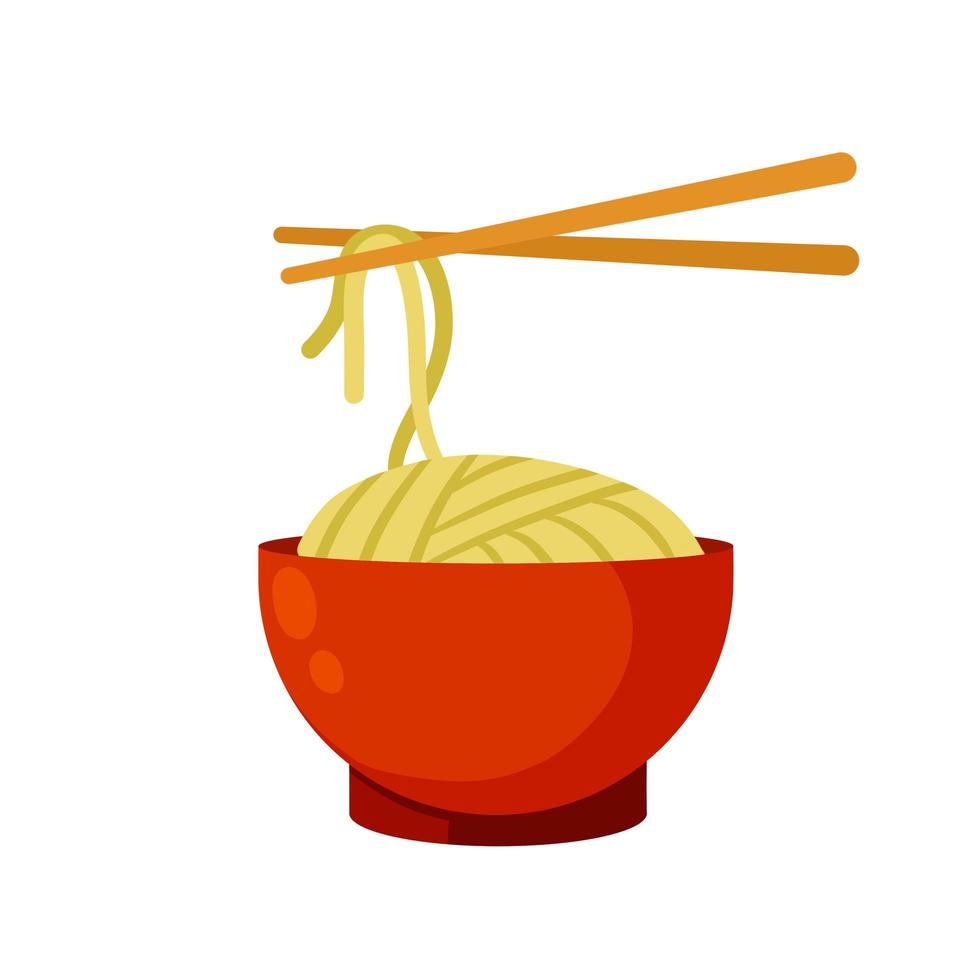 fideos chinos en cuenco de arcilla. vector