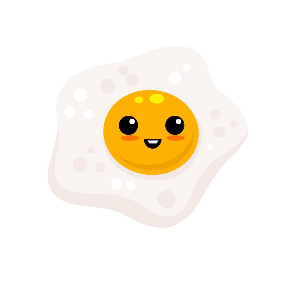 Scrambled egg with cute face. Healthy Breakfast. vector