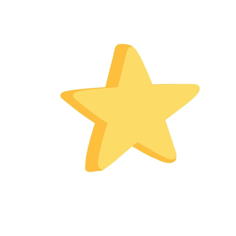 Yellow star. Funny five-pointed shape. Decoration of a children drawing vector