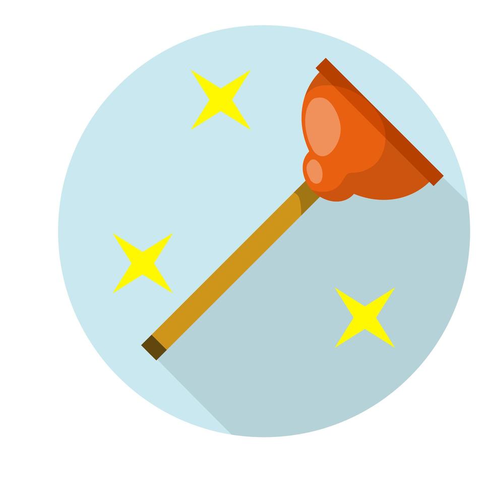 Plunger in blue circle. Drain cleaner. Plumber's tool. vector