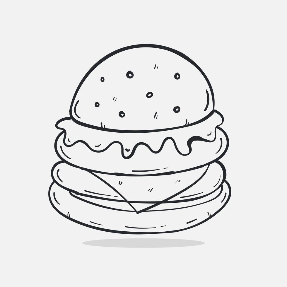 Hand drawn  Hamburger  icon Design Template. vector sketch doodle illustration. Perfect for  food element