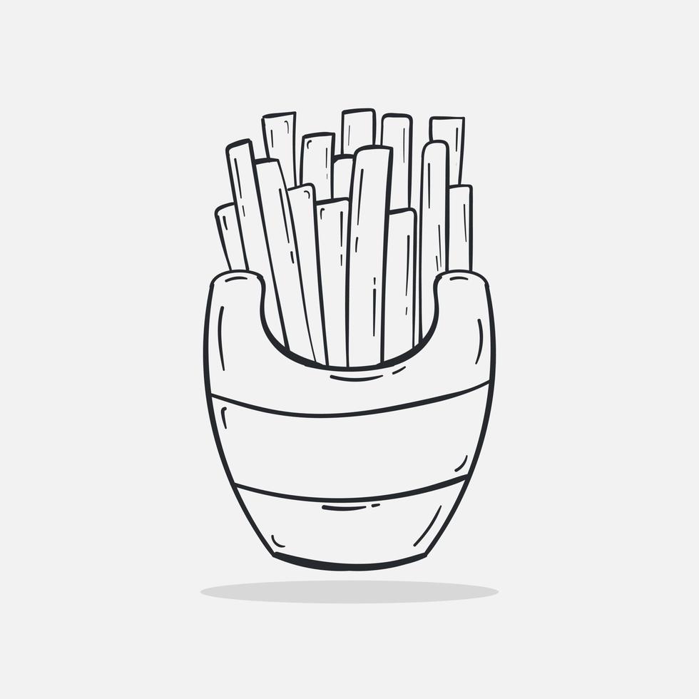 plantilla de diseño de iconos de patatas fritas dibujadas a mano. ilustración de garabato de dibujo vectorial. perfecto para el elemento alimentario vector