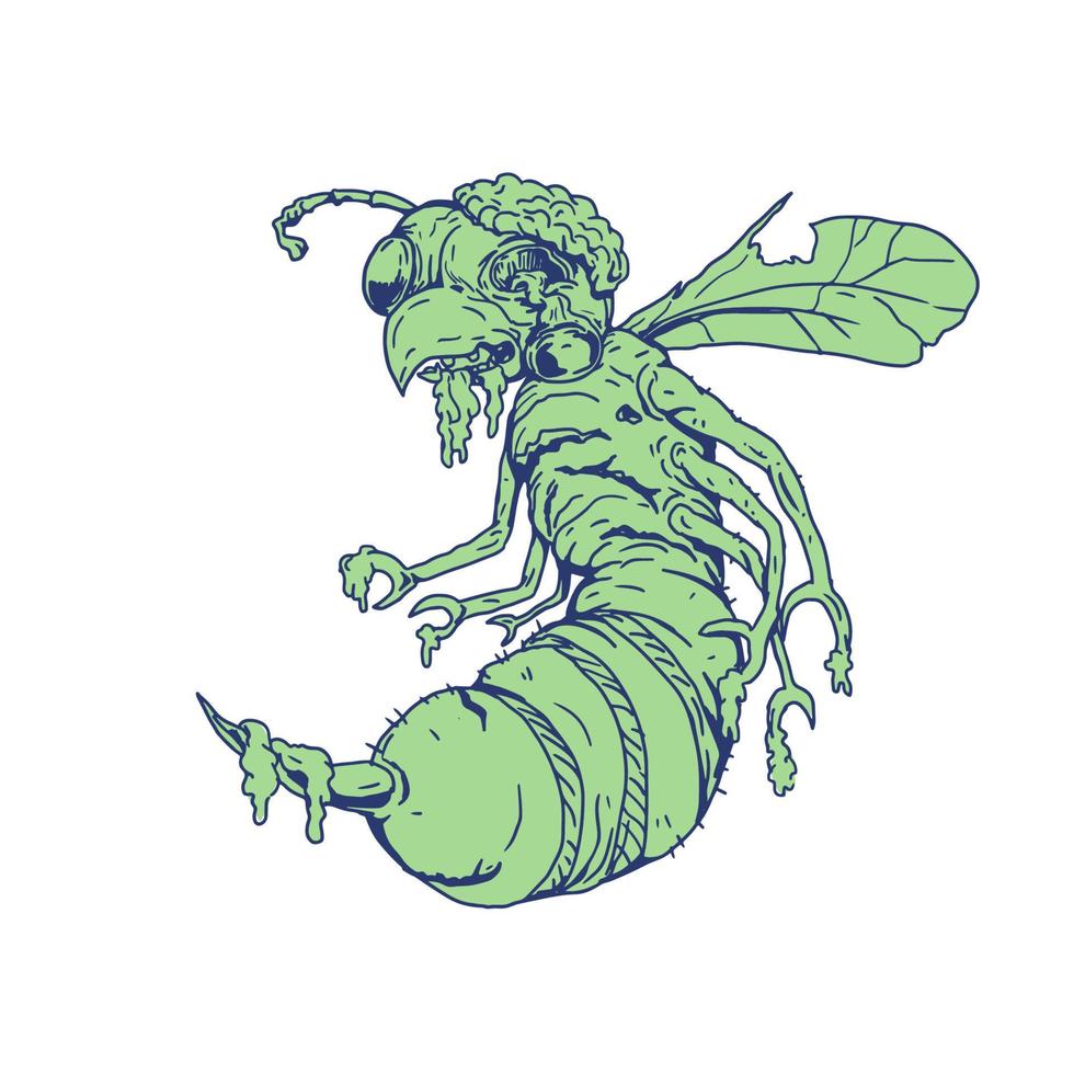 Zombie Bee Cartoon vector