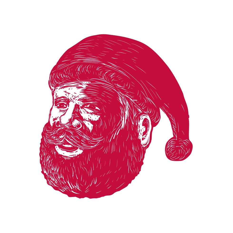 Santa Claus Head Woodcut vector
