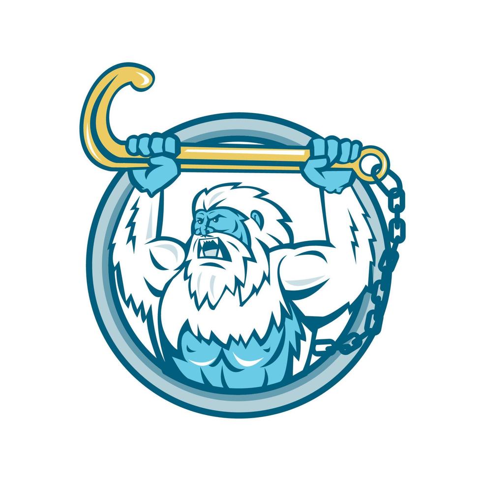 yeti holding up j hook mascot vector