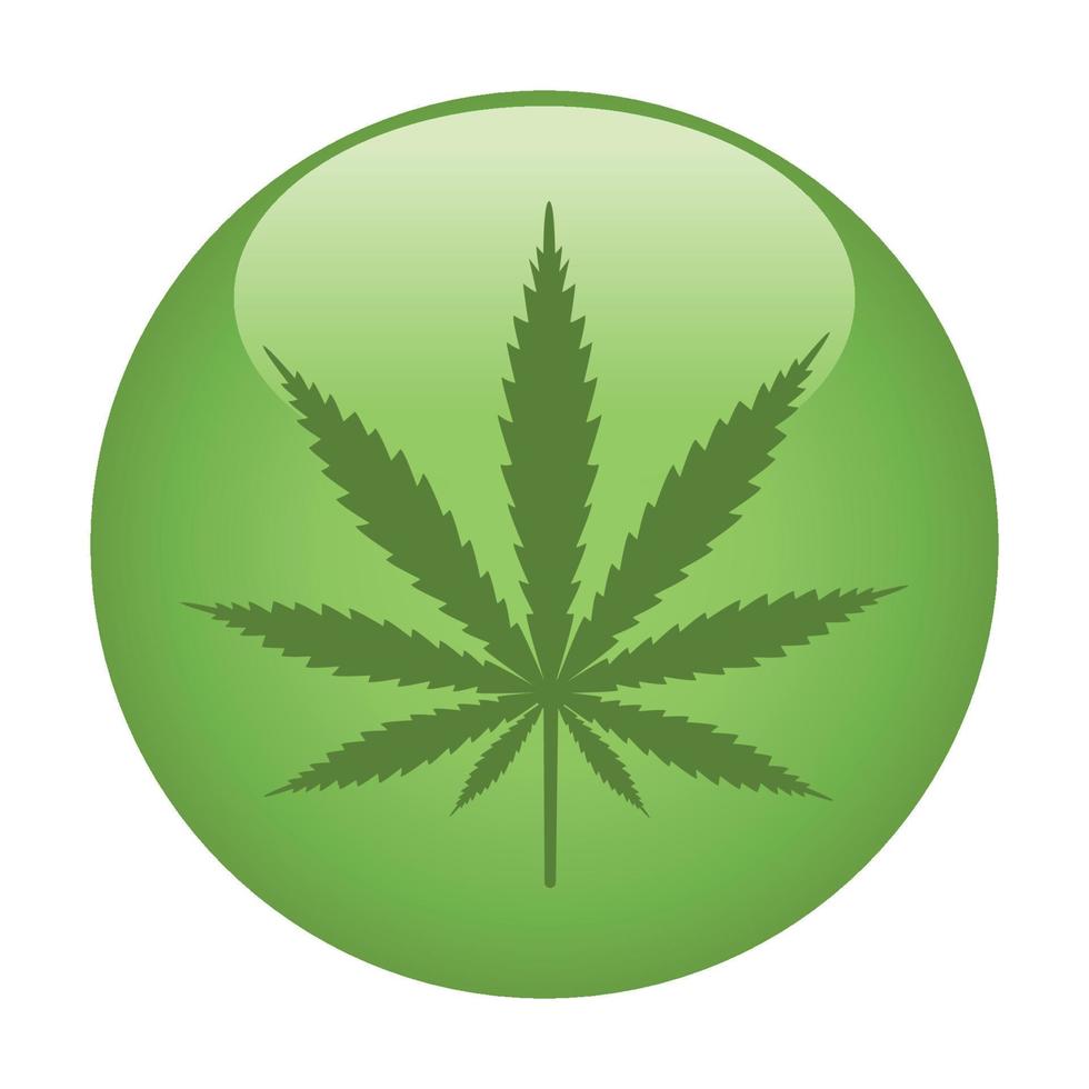 illustration of cannabis leaf in green circle vector